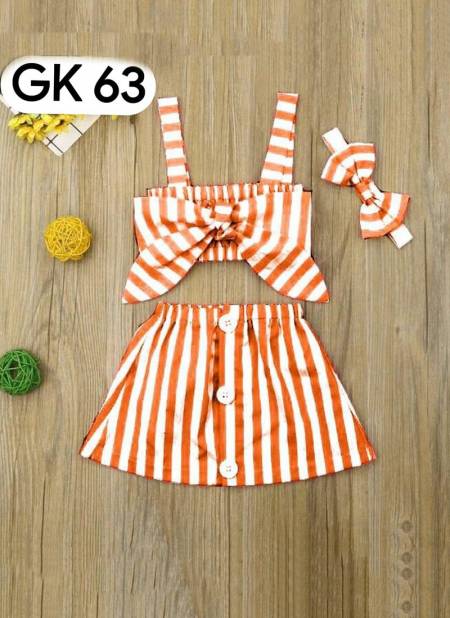 Orange Colour GURUKRUPA Girls Fancy Wear Top With Skirt Kids Colllection GK-63